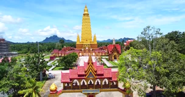 Aerial View Large Temple Thailand Beautiful Very Popular Tourist Destination — ストック動画