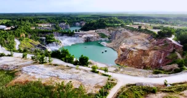 Aerial View Large Pit Gypsum Mine Large Gypsum Mine Mining — Stock videók