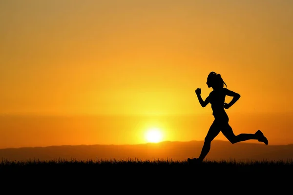 people jogging in the meadow in the evening