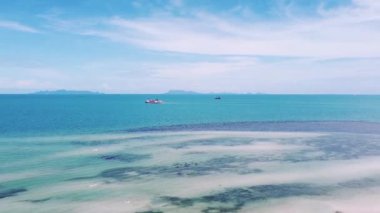 Beautiful aerial view of the sea. The sea view of Koh Samui in Thailand is beautiful and relaxing. Concept of marine tourism in Thailand