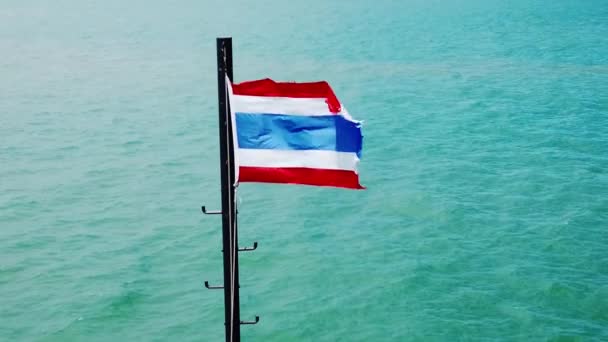 Тайський Прапор Летить Чолі Порома Шляху Кох Самуї Таїландська Туристична — стокове відео