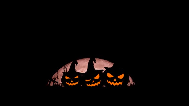 Halloween Bakgrund Video Ghost Pumpor Och Månen Skrämmande — Stockvideo