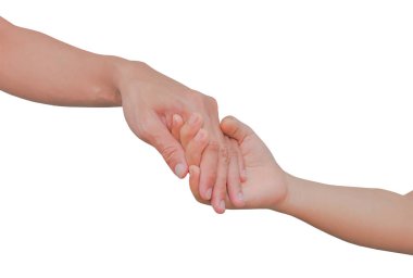 baba ve çocuk elleri (yumuşak odak) beyaz arka plan, kavram aile yakınlığı ya da ilişki üzerine. 