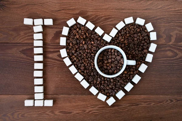 Adoro Caffè Concetto Amante Del Caffè Con Tazza Caffè Fagioli — Foto Stock