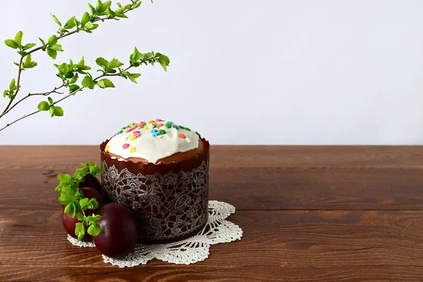 Traditional Easter Cake Decorative Glaze Orthodox Food Fasting Easter Holiday — Stockfoto