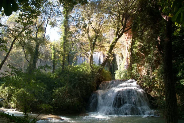 Cachoeira Cascata Água Natureza Verde Outono — Fotografia de Stock