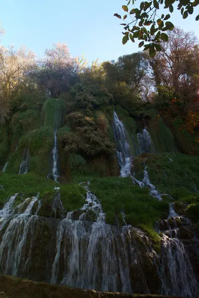 Cachoeira Cascata Água Natureza Verde Outono — Fotografia de Stock