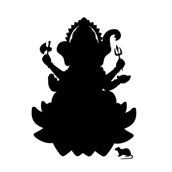 Silhouette della dea indiana Genesha. Buon Genesha Chaturhti. Festival Pancha Ganapati. — Vettoriale Stock