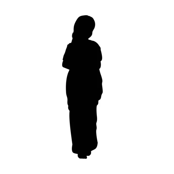 Silueta una chica india. Cultura india — Vector de stock