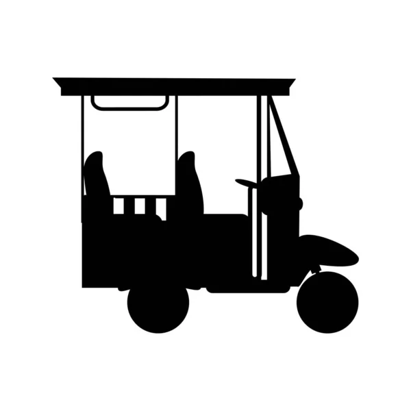 Silhuett auto rickshaw tuk tuk. — Stock vektor