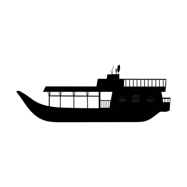 Silhouette péniche traditionnelle Inienne. Transports par eau. — Image vectorielle