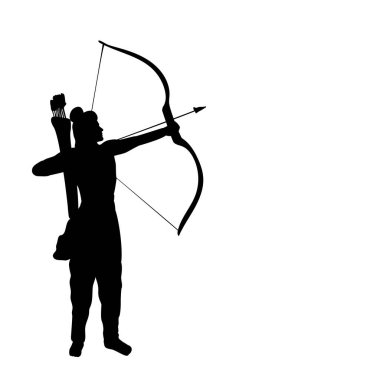 Rama okçuluğunun silueti. Mutlu Dussehra. Hint Festivali.