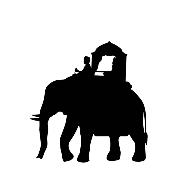 Silhouette Elefant mit Beifahrer. Traditionstourismus. — Stockvektor