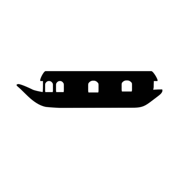 Silhouette παραδοσιακό πλωτό σπίτι. Θαλάσσιες μεταφορές. — Διανυσματικό Αρχείο