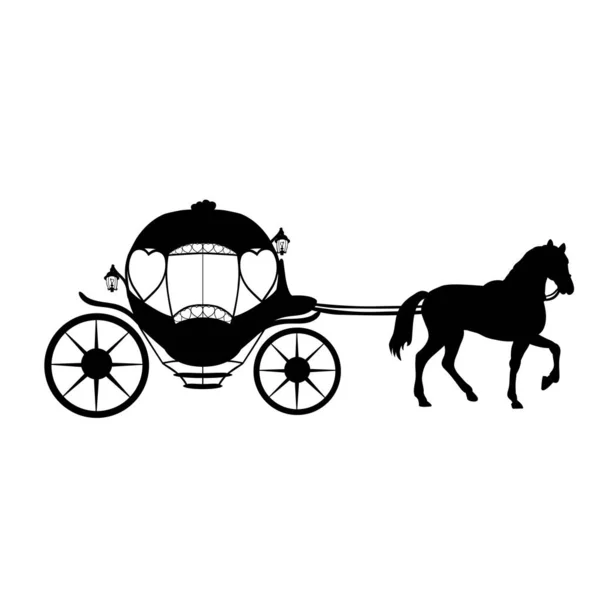 Silhouette carriage with horse. Traditional transportation — Stock Vector