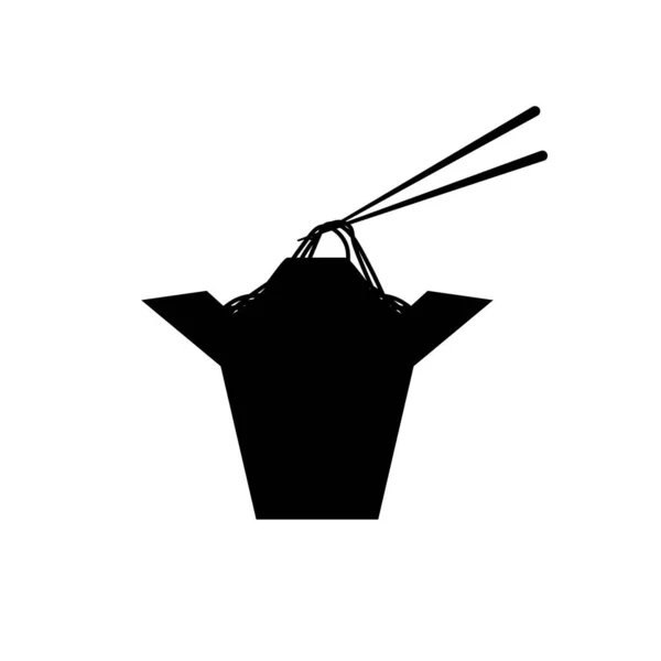Tagliatelle di silhouette con bacchette. Cibo orientale tradizionale. — Vettoriale Stock