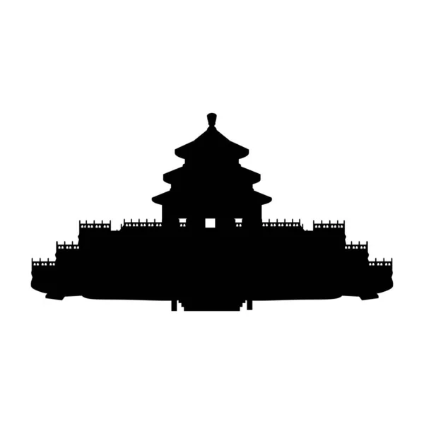Silhouette Temple of Heaven. China ancient historical architecture. — Stock Vector