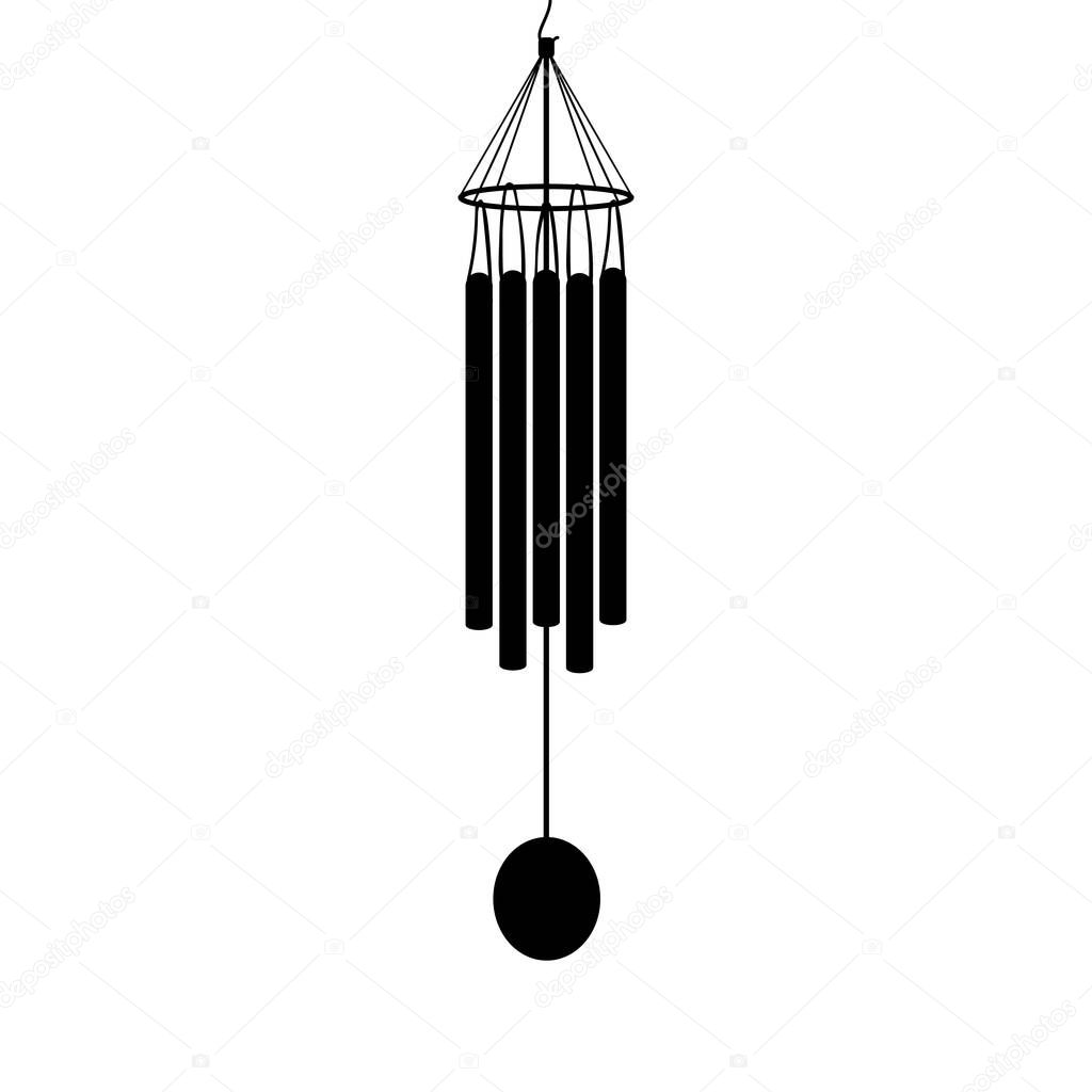 Silhouette oriental musical instrument wind chimes.