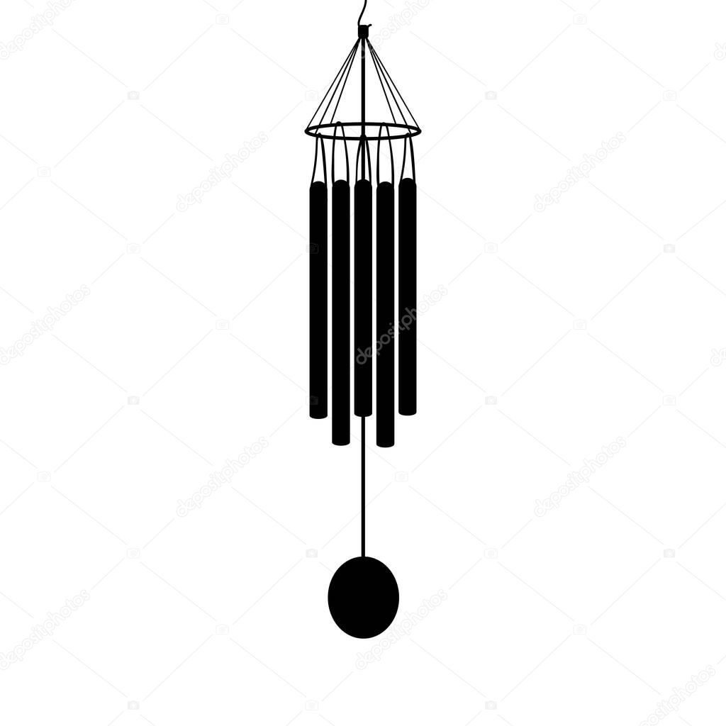 Silhouette oriental musical instrument wind chimes. Illustration symbol icon