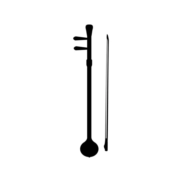 Silhueta instrumentos musicais chineses antigos erhu — Vetor de Stock