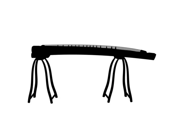 Силуэт-музыкальный струнный инструмент Восточной Азии. — стоковый вектор