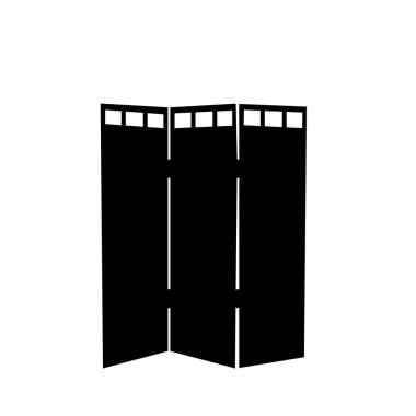 Siluet oryantal katlama ekranı. Ev dekorasyonu için mobilya parçası.