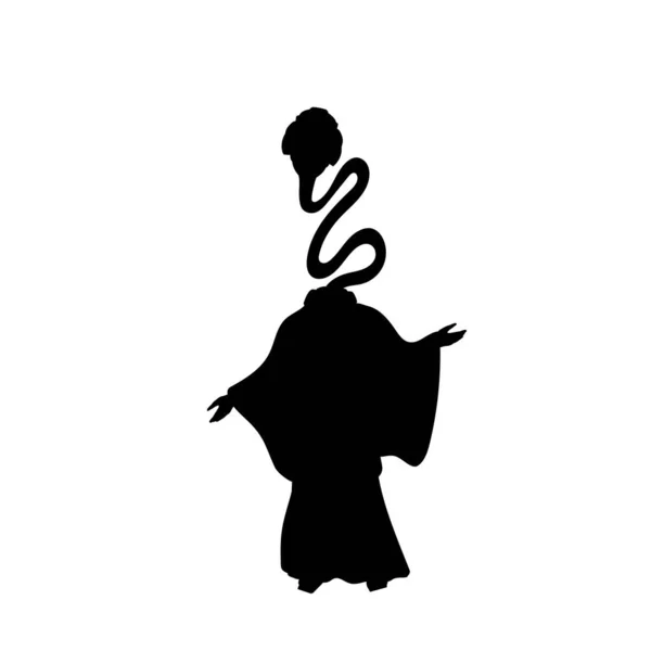 Sziluett mitológia lény Rokurokubi vagy hosszú nyakú nő. — Stock Vector