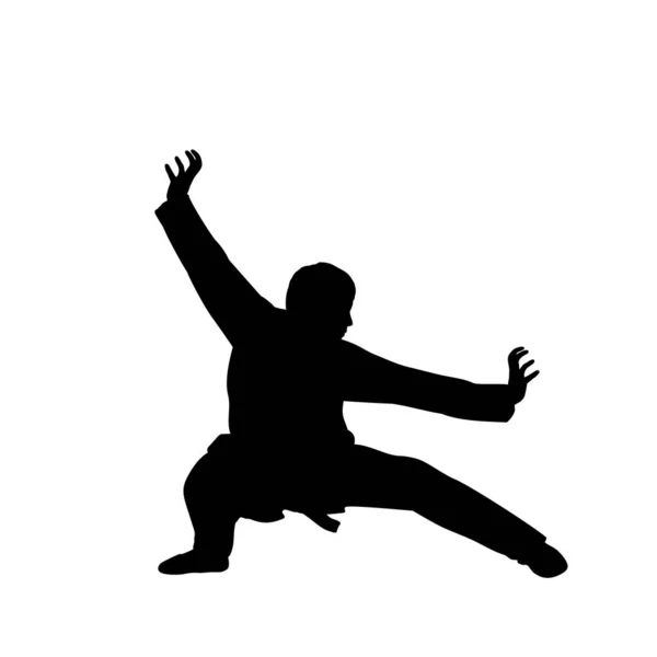 Silueta de hombre tren artes marciales tigre pose. — Vector de stock