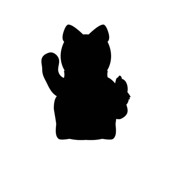 シルエット招き猫。日本の猫 — ストックベクタ