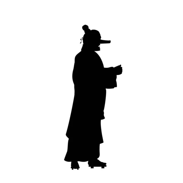 Silhouette d'homme en masque Tengu — Image vectorielle