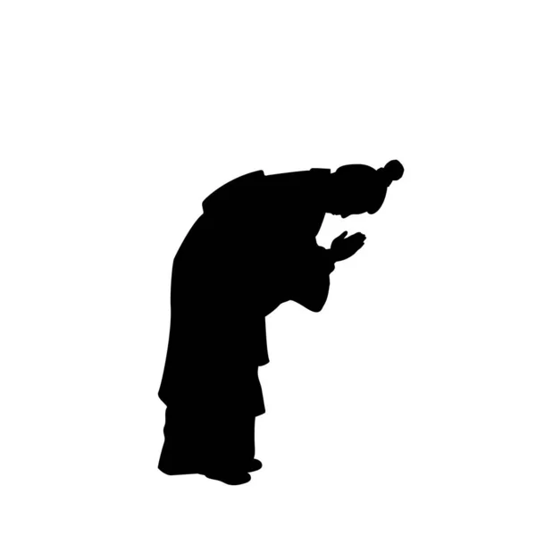 男人的轮廓传统的鞠躬。Ojigi日本礼仪手势. — 图库矢量图片