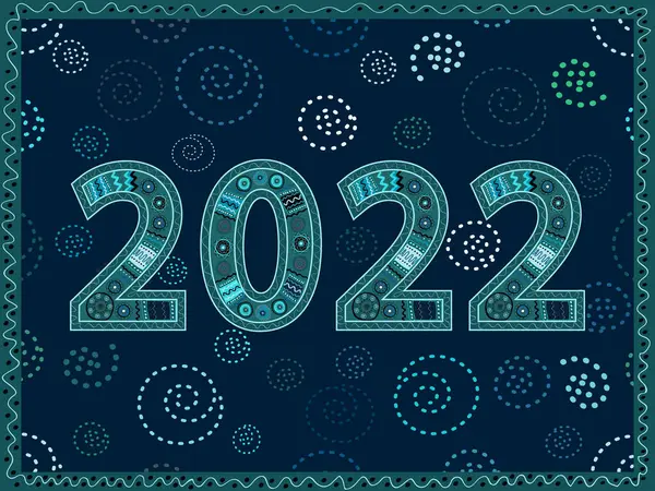 С Новым 2022 годом. Красивая открытка с нарисованными номерами. — стоковый вектор