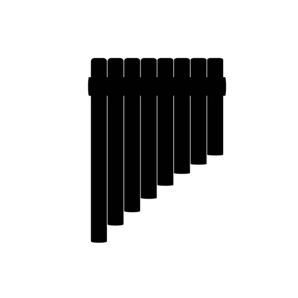 Silhouette of traditional musical instrument pan flute — стоковый вектор