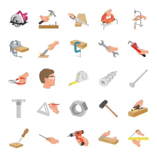 Carpenter Tools Color Vector Icons — Stock Vector