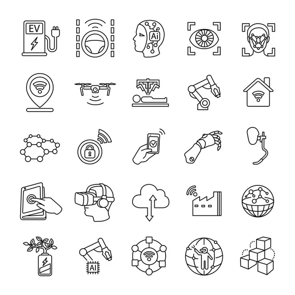 Tecnología Esbozar Iconos Vectoriales — Vector de stock