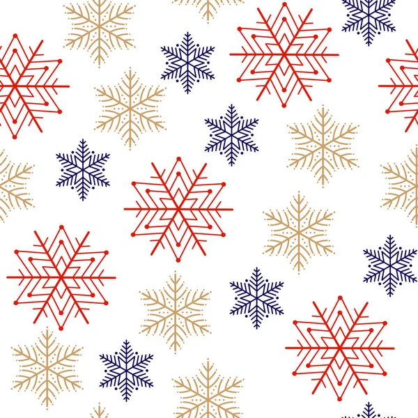 Nahtloses Muster. Schneeflocken auf weißem Hintergrund. Neues Jahr. — Stockvektor
