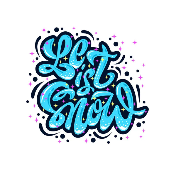 Laat Het Sneeuwen Handgeschreven Letters Kleurrijke Vector Illustratie — Stockvector