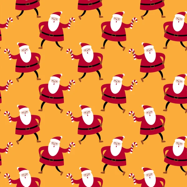 Weihnachten nahtlos. Der Weihnachtsmann mit einem Lutscher in der Hand. Vektor. — Stockvektor