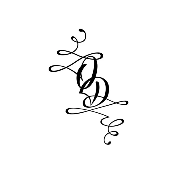 Monogram med initialerna O och D. Handskriven stil. Vektorillustration. — Stock vektor