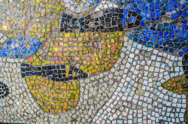 Мозаика Синего Белого Золота Морскими Мотивами Фрагмент Декора Стены Смальта — стоковое фото