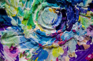 Soyut resim. Su altı dünyası. Soyut mavi el boyalı arkaplan.