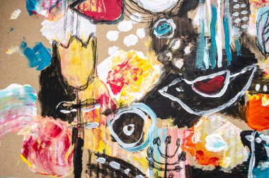 Akrilik manzara. Bahar çiçekli çayır bitkileri. Çiçekli gece çayırı. Çiçek arkaplan. Kabartmalı doku. İç dekorasyon.