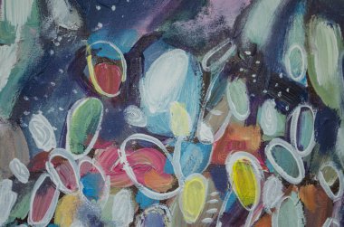 El çizimi akrilik resim. Soyut sanat geçmişi. Tuval üzerinde akrilik bir tablo. Renk dokusu. Sanat eserinin bir parçası. Fırça darbeleri. Modern sanat. Çağdaş sanat. Renkli tuval. Kapat..