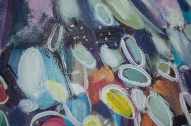 El çizimi akrilik resim. Soyut sanat geçmişi. Tuval üzerinde akrilik bir tablo. Renk dokusu. Sanat eserinin bir parçası. Fırça darbeleri. Modern sanat. Çağdaş sanat. Renkli tuval. Kapat..