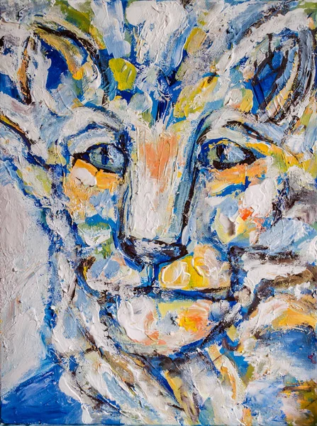 Abstract Portrait Lion Light Colors Animal Acrylic Painting Lion Gate — Stockfoto