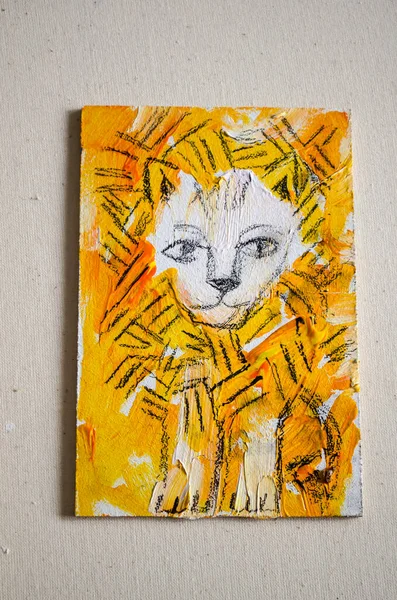 Abstract Portrait Lion Light Colors Animal Acrylic Painting Lion Gate — Stockfoto