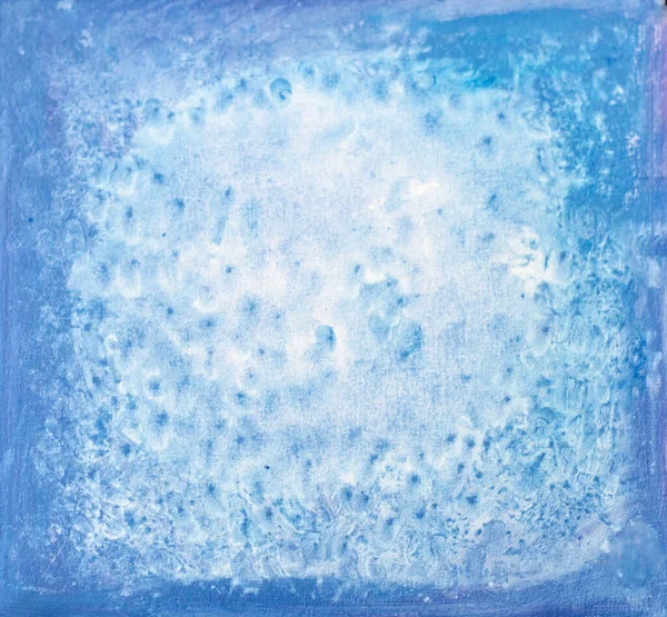 Gentle blue painting background with light center with place for text. Square painting texture acrylic watercolor.