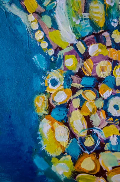 手绘丙烯酸画 抽象的艺术背景 帆布上的丙烯酸画 彩色纹理 刷油漆的笔迹 现代艺术 当代艺术彩色帆布 靠近点 — 图库照片