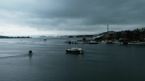 Oslo Norway September 2021 Time Lapse View Boat Traffic Oslo — Stock Video