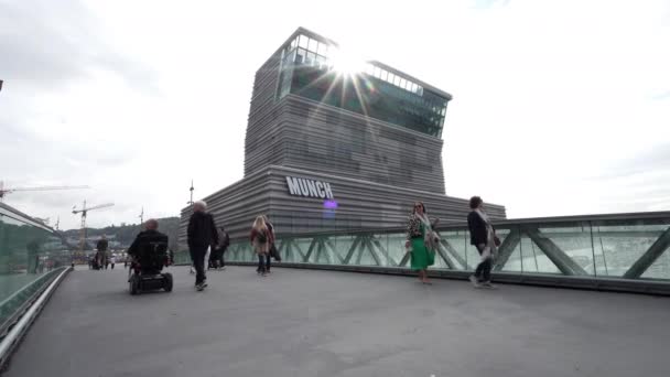 Oslo Norveç Eylül 2021 Şehir Merkezindeki Edvard Munch Müzesinin Dış — Stok video